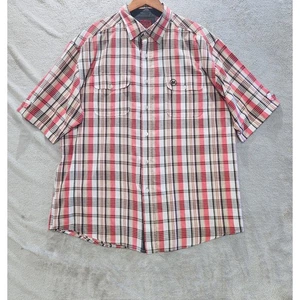 Mecca Vintage Mens Red White Plaid Button Up Shirt Size XL Y2K Pockets Casual - Picture 1 of 12