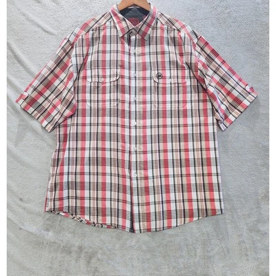 Mecca Vintage Mens Red White Plaid Button Up Shirt Size XL Y2K Pockets Casual - Image 1 of 4