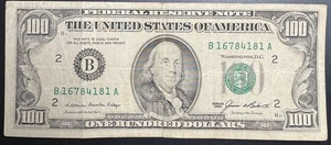 ☆ $100 Vintage One Hundred Dollar Bill Federal Reserve Note 1985 (Circulated) - Picture 1 of 2
