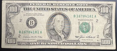 ☆ $100 Vintage One Hundred Dollar Bill Federal Reserve Note 1985 (Circulated) - Image 1 of 2