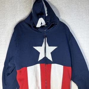 Captain America Sweater Adult XL Hoodie Full Zip Masked Hood Marvel Cosplay - Picture 1 of 8