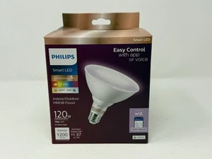 Philips Smart WiFi LED Floodlight Light Bulb Dimmable PAR38 120W Wiz Bluetooth - Picture 1 of 3