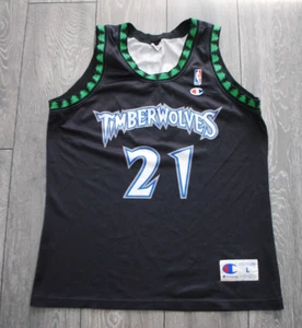 CHAMPION MINNESOTA TIMBERWOLVES NBA TRIKOT JERSEY #21 KEVIN GARNETT SHIRT LARGE - Picture 1 of 8