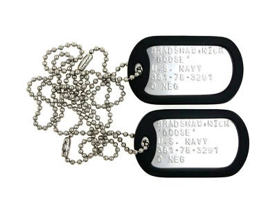 GOOSE Top Gun Military Stainless Steel Dog Tag Set Cosplay Halloween