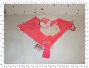 ⑱ Doudou Semi Plat Pingouin Daisy et Coco Rose Blanc Etiquettes Noukies Noukie's - Foto 1 di 3