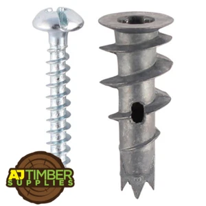 PLASTERBOARD FIXINGS SELF DRILL CAVITY WALL SPEED ANCHOR PLUGS INCLUDING SCREWS - Picture 1 of 2