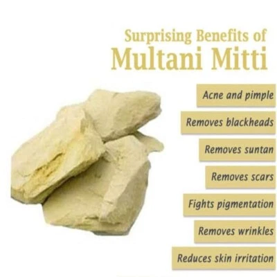 Multani Mitti Fuller's Earth 80 Grams For Face & Hair Pack Pure Natural Raw - Image 1 of 4