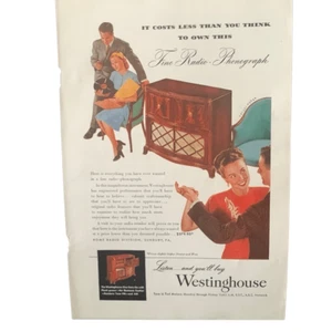 Anuncio anuncio fonógrafo radio Westinghouse 1947 vintage - Imagen 1 de 4
