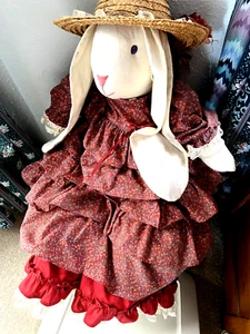 Vintage handgefertigte 29 Zoll Stofftier Floppy Eared Country Rabbit Puppe - Bild 1 von 5