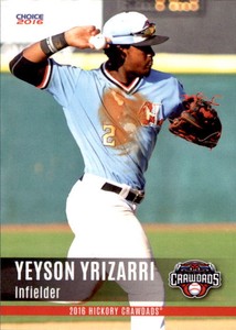 2016 Hickory Crawdads Update Choice #25 Yeyson Yrizarri Venezuela Baseball Card