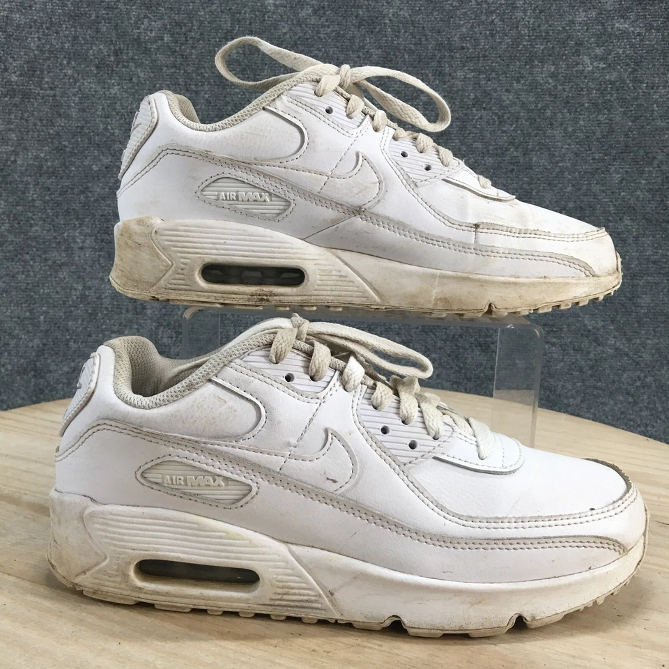 Nike Zapatos Jóvenes 7Y Niños Air Max 90 Medio Grueso Tenis Cuero Blanco Con Cordones Foto 1 de 4