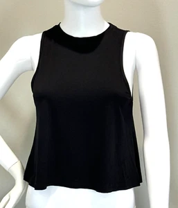 Mippo Crop Top Womens Size Small Black Sleeveless Tee TShirt Tank Workout Active - Picture 1 of 7