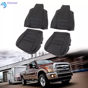 Front Bottom Back Leather Black Seat Cover For 02-07 Ford F250 F350 F450 F550 - Imagen 1 de 12
