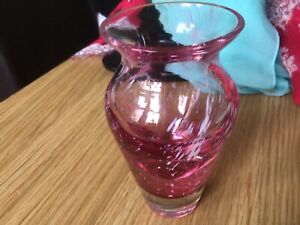 Vintage Small Pink and white Caithness Glass Bud Posy Vase - Perfect condition