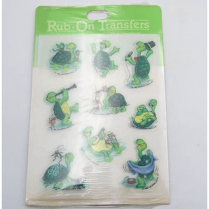 Vintage Hallmark Rub-On Transfers Happy Turtle 2 Sheets 1982 Sealed USA - Picture 1 of 6