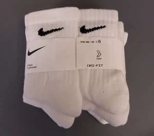 Nike Little Boy s 6-Pairs Young Athletes White Crew Socks Sz: 5-7 Fits 10C-3Y - Picture 1 of 3