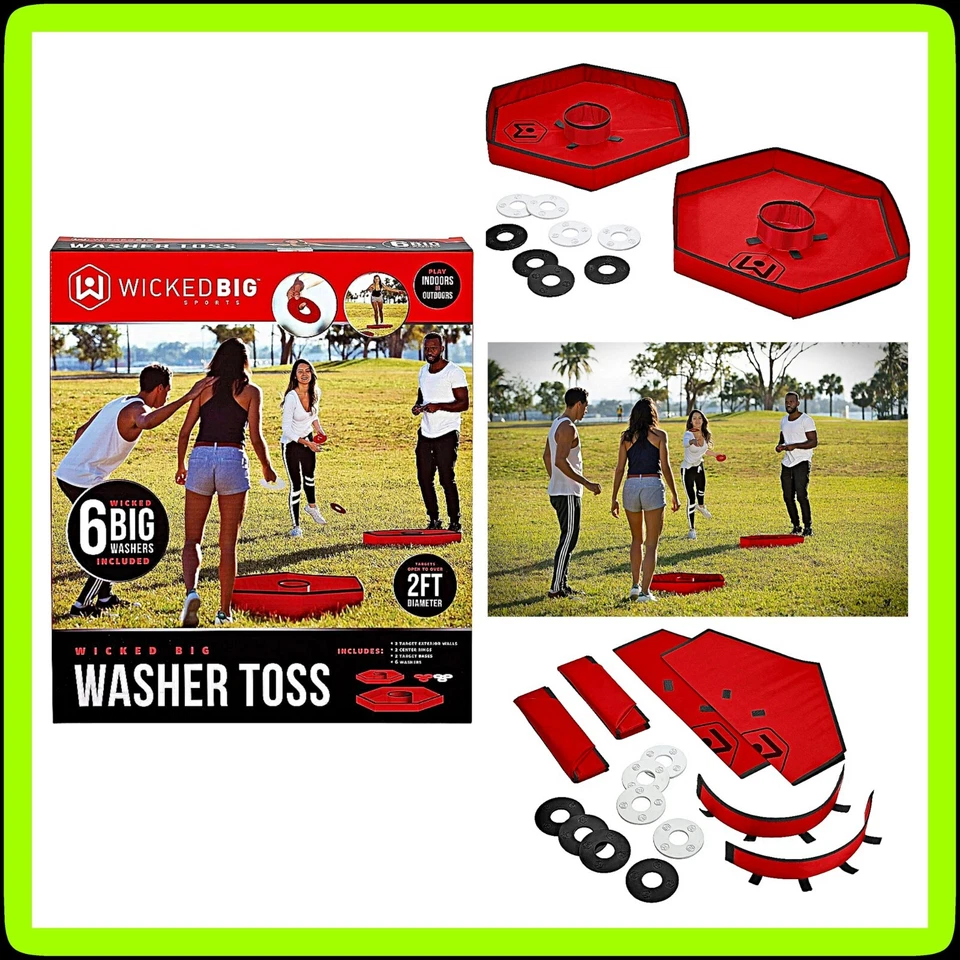 Wicked Big Sports Washer Toss Backyard Games Includes Carry Case 2ft Dia