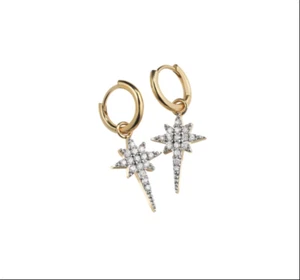 SOPHIE LIS GEFALLEN STAR CREOLEN - 22KT GOLD - As Seen on Meghan Markle! - Bild 1 von 3