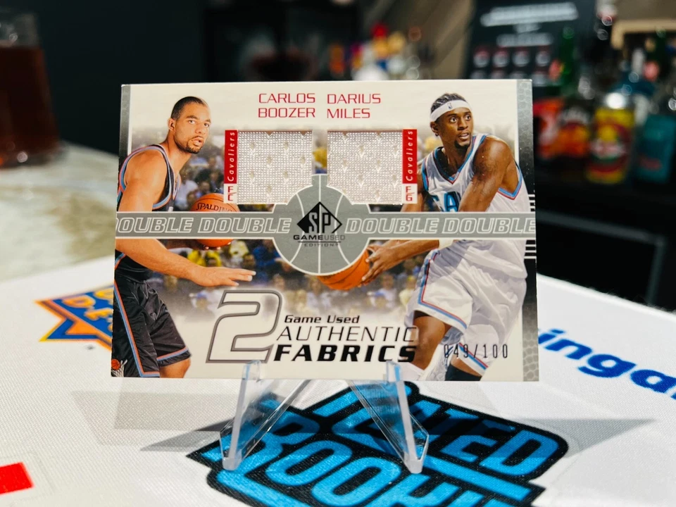 2003-04 SP Game Used Authentic Fabrics Dual Basketball Card Boozer/Miles /100 - Image 1 of 3