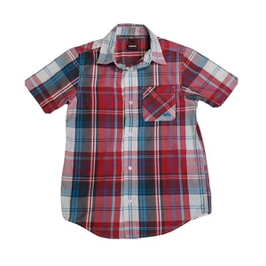 Hawk Boys Check Shirt Size Medium Button Up Red Multi Color - Picture 1 of 7