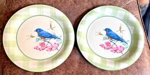 2 Vintage Lenox Summer Greetings Eastern Bluebird McClung Dinner Plates 10.5" - Picture 1 of 5