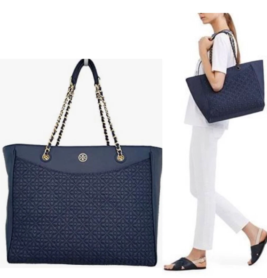 $575 Tory Burch Bryant E / W сумка с короткими ручками Hudson Bay темно-синий) стиль # 30247 новый без ЯРЛЫКОВ - Изображение 1 из 4