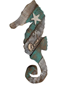 Rustic Seahorse Wall Decor Seahorse Hanging Ornament Beach Nautical Decor 16''H - Picture 1 of 6