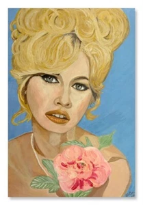 Brigitte Bardot Portrait Celebrity Painting Original Gouache Paper 28.5×40.5 cm - Picture 1 of 5
