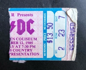 1985 ACDC Ticket Stub 9/12/85 Fly on the Wall Tour with Yngwie - New Haven, CT. - Picture 1 of 2