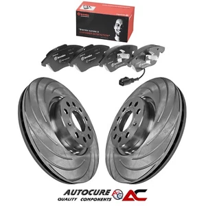 FOR VW GOLF GTI 2.0 MK5 MK6 MK7 FRONT GROOVED 312mm BRAKE DISCS & BREMBO PADS - Picture 1 of 1
