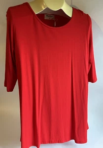 Top túnica para mujer XL Bamboo by Creation manga media roja natural fresca - Imagen 1 de 11