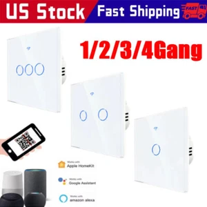1/2/3/4 Gang WiFi Smart Wall Touch Light Switch Glass Panel For Alexa/Google APP - Picture 1 of 20