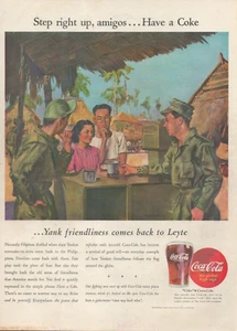 1945 Coca Cola Coke Yank Friendliness Comes Back To Leyte Filipinos Print Ad - Picture 1 of 1