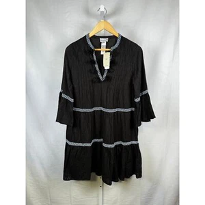 Tommy Bahama Cotton Clip Embroidered Coverup Dress NEW Black Size XS - Picture 1 of 7