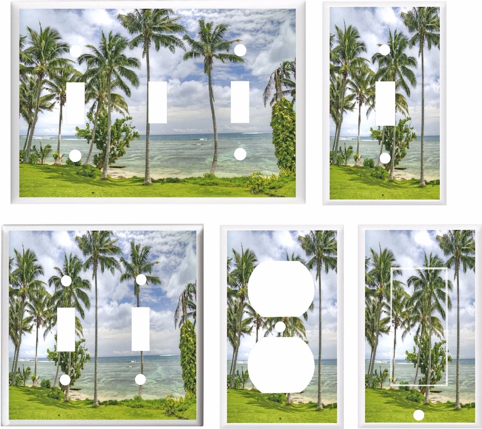 TROPICAL BEACH PALM TREE # 2 INTERRUPTOR DE LUZ TAMPA PLACA DECORAÇÃO PARA CASA  - Imagem 1 de 1