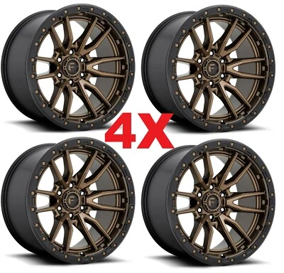 17 17X9 FUEL REBEL D681 WHEELS RIMS BRONZE BLACK LIP D68117908450 1500 OPEN BOX - Image 1 of 4
