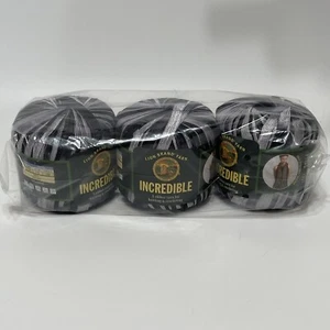 NEW Lot of 3 Lion Brand Incredible Vintage Ribbon Yarn #204 Accent Black Sealed - Picture 1 of 2