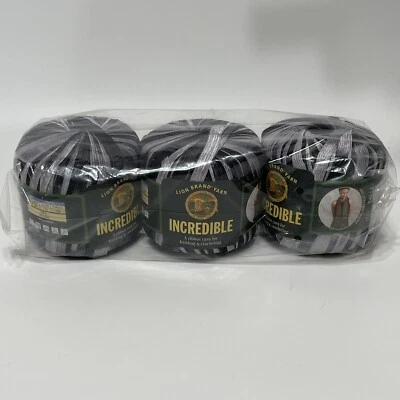 NEW Lot of  3 Lion Brand Incredible Vintage Ribbon Yarn #204 Accent Black Sealed - Image 1 of 2