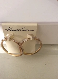 $32 Kenneth Cole Fringe Worthy Woven Faceted-Bead  Large Hoop #56F - Picture 1 of 4