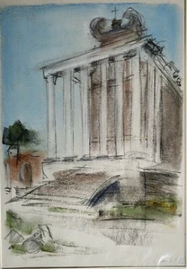 Franz Ehmke 1928 -2018° Italy Temple Des Rise Agrigent Church Signed - Picture 1 of 4