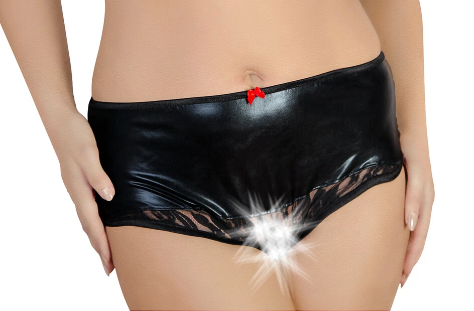 ANDALEA WETLOOK  OUVERT SLIP SCHWARZ SPITZE reizwäsche offen  - Bild 1 von 2