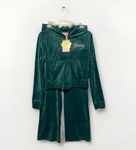 NEW! JUICY COUTURE Velour Tracksuit Set Evergreen Green Sz M OG Bling NWT - Picture 1 of 16