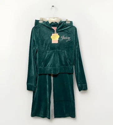 NEW! JUICY COUTURE Velour Tracksuit Set Evergreen Green Sz M OG Bling NWT - Image 1 of 4