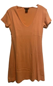 Moda International Victoria's Secret VTG Y2K  V- Neck T-Shirt Dress Med Coral - Picture 1 of 8