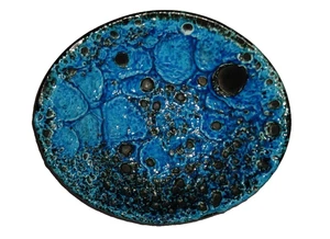 Vintage MCM Bitossi Stil Rimini blaue Lava Glasur Kunstkeramik Schmuck Schale Schüssel Italien - Bild 1 von 9