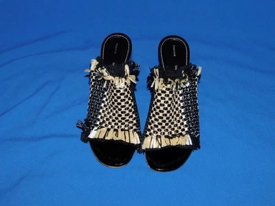 Tacones espejo Proenza Schouler talla 40 10 negro marrón tejido cuero rafia mulas Foto 1 de 4