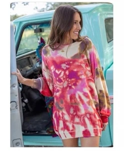 Natural Life Taylor Oversized Sweater Colorful Abstract Art to Wear Women's S/M - Picture 1 of 10