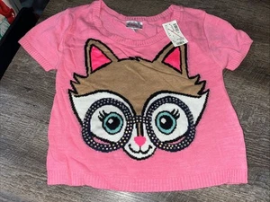 Justice Sz 8 rhinestone pink fox Crop sweater Nwt Valentine’s Day Birthday - Picture 1 of 4