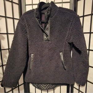 ATHLETA Black Cozy Sherpa Snap Pullover Sweatshirt Size XS - Picture 1 of 8