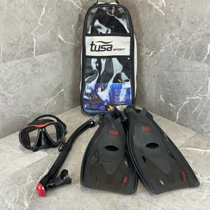 Used Tusa Powerview Adult Dry Travel Set - Black/Red - Large - Picture 1 of 10
